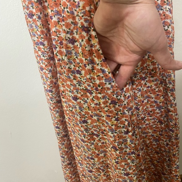 easel Dresses Easel Womens L Midi Micro Floral Ruffle Detail Prairie Dress W Button Details